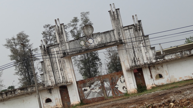 What is left of the olympic stadium entrance...